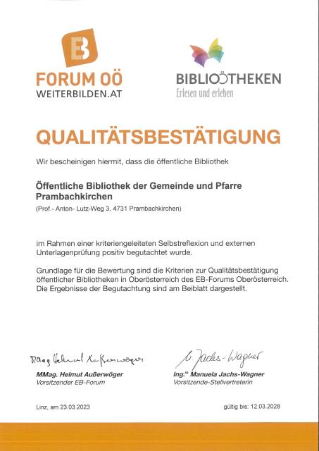 Qualitätsbestätigung 2023
